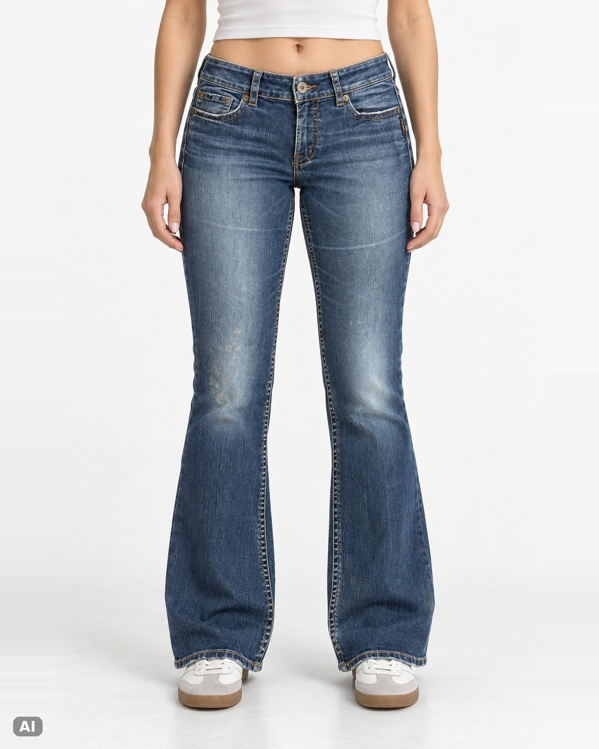 Silver Jeans Suki Bootcut Mid Waist – Gr. EU 40 / L – Ganzkörper, KI-Visualisierung am Model