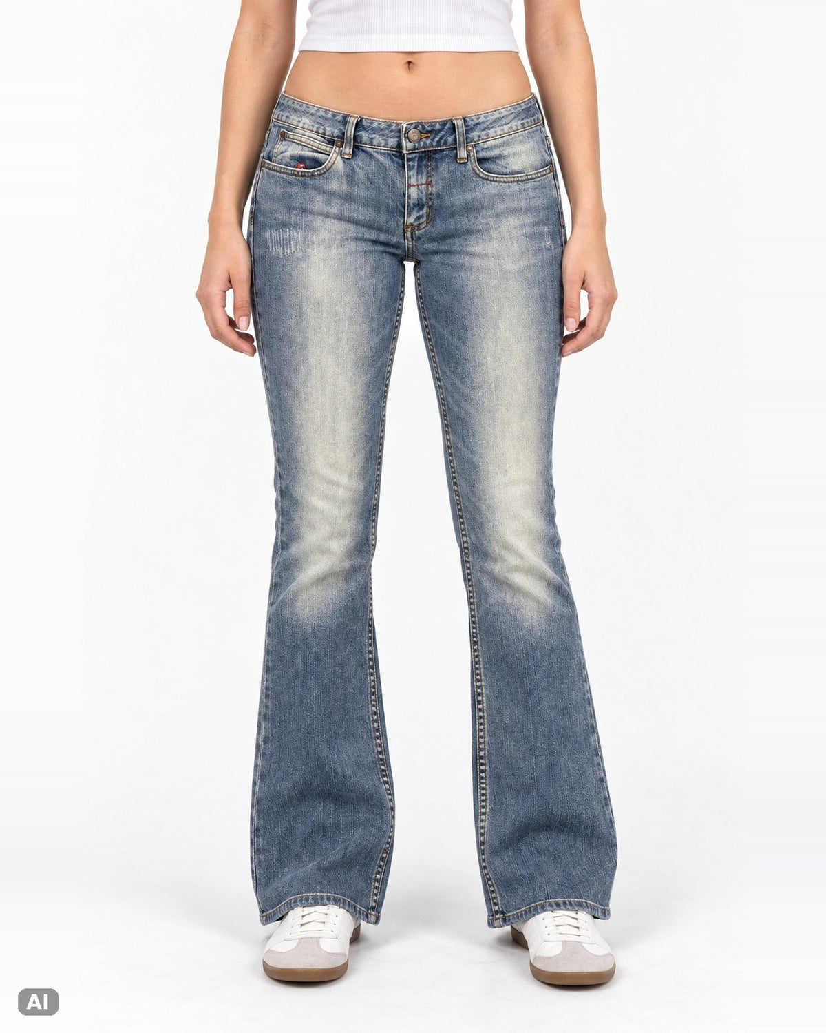 American Rag Cie Low-Waist-Bootcut-Jeans – Gr. EU 40 / L – Ganzkörper, KI-Visualisierung am Model