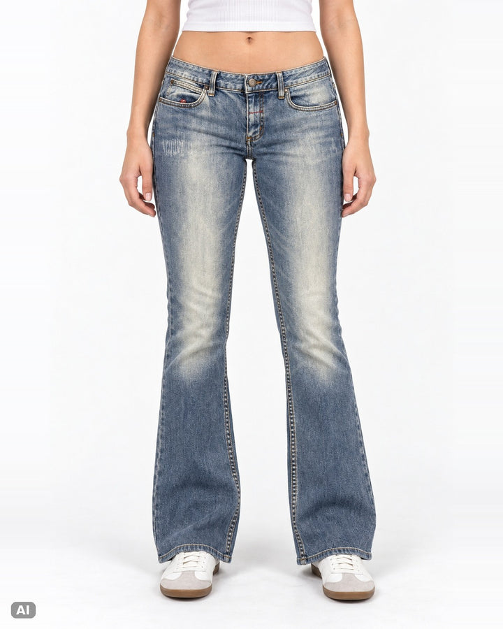 American Rag Cie Low-Waist-Bootcut-Jeans – Gr. EU 40 / L – Ganzkörper, KI-Visualisierung am Model