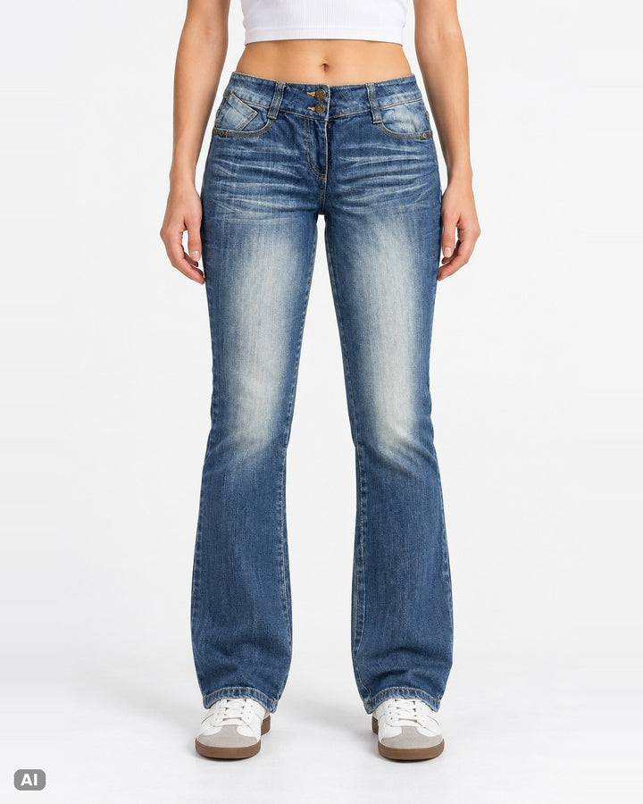 In Extenso Mid Rise Bootcut Jeans – Gr. EU 40 / L – Ganzkörper, KI-Visualisierung am Model