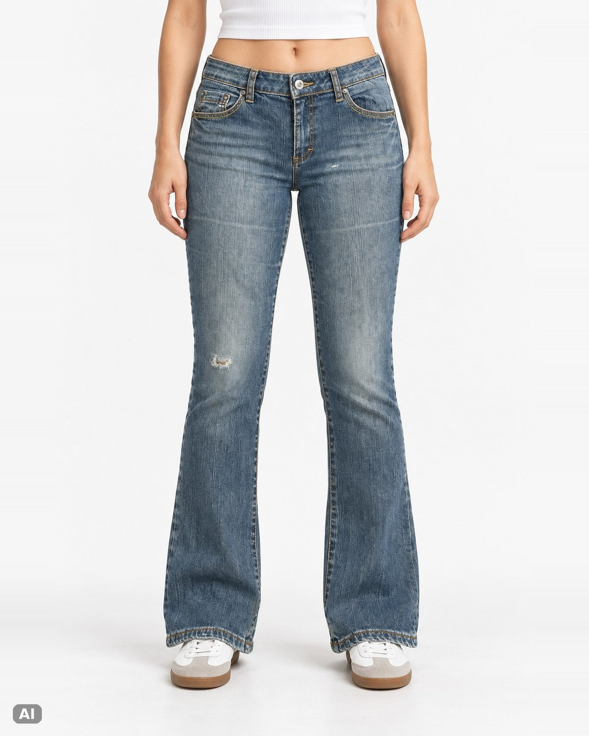 Ana Mid Waist Bootcut-Jeans – Gr. EU 40 / L – Ganzkörper, KI-Visualisierung am Model