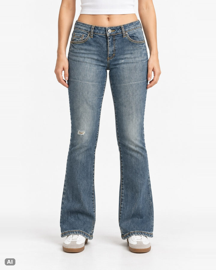 Ana Mid Waist Bootcut-Jeans – Gr. EU 40 / L – Ganzkörper, KI-Visualisierung am Model