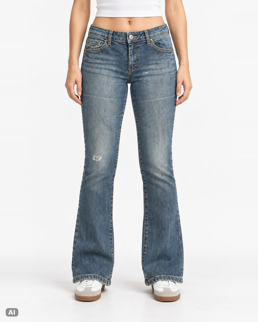Ana Mid Waist Bootcut-Jeans – Gr. EU 40 / L – Ganzkörper, KI-Visualisierung am Model