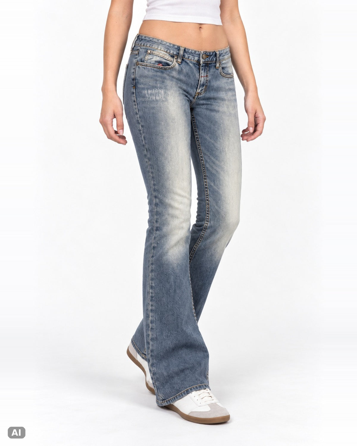 American Rag Cie Low-Waist-Bootcut-Jeans – Gr. EU 40 / L – Vorne, KI-Visualisierung am Model