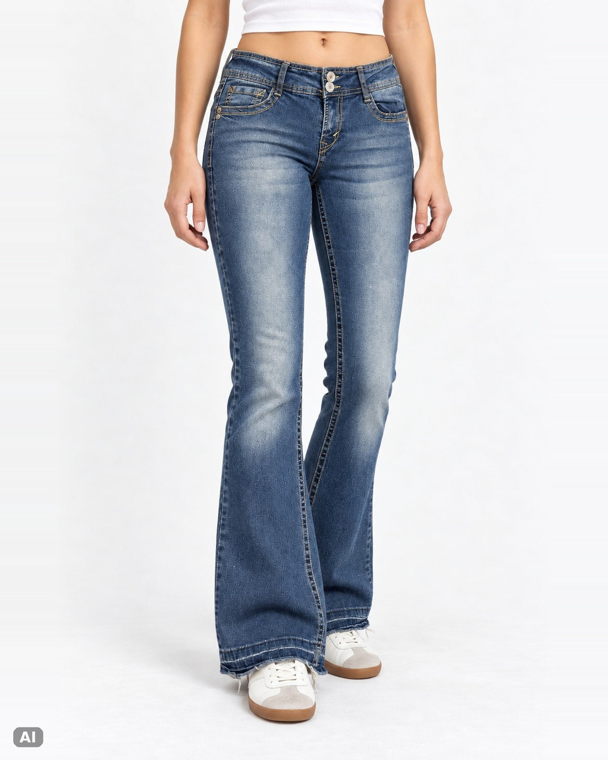 WallFlower Luscious Curvy Fit Bootcut Jeans… – Gr. W27 / EU 36 / S – Vorne, KI-Visualisierung am Model