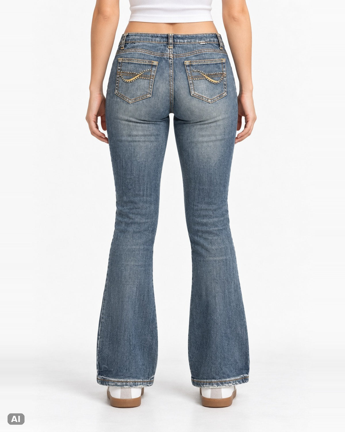 Ana Mid Waist Bootcut-Jeans – Gr. EU 40 / L – Hinten, KI-Visualisierung am Model
