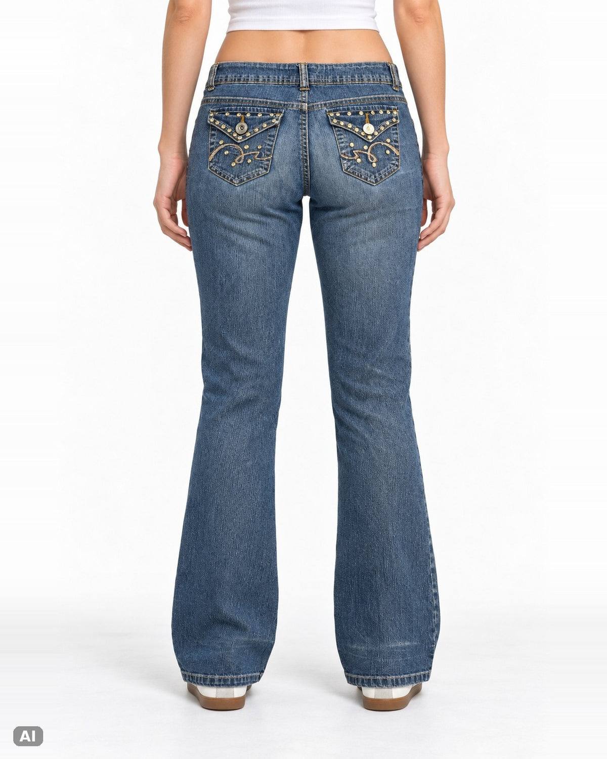 L.E.I. Chelsea Bootcut Jeans – Gr. W27 / EU 36 / S – Hinten, KI-Visualisierung am Model