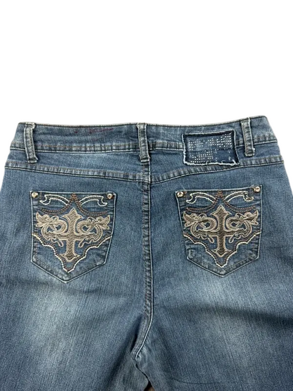 Authentic Denim Mid Rise W29 L30 Bootcut Miss Me Style Rock Revival McBling Y2K