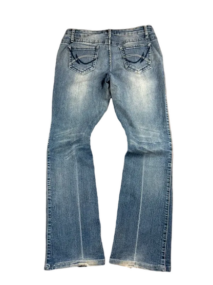 Tokyo Low Rise Bootcut Jeans Damen W27 Y2K McBling Japanstyle Vintage Denim