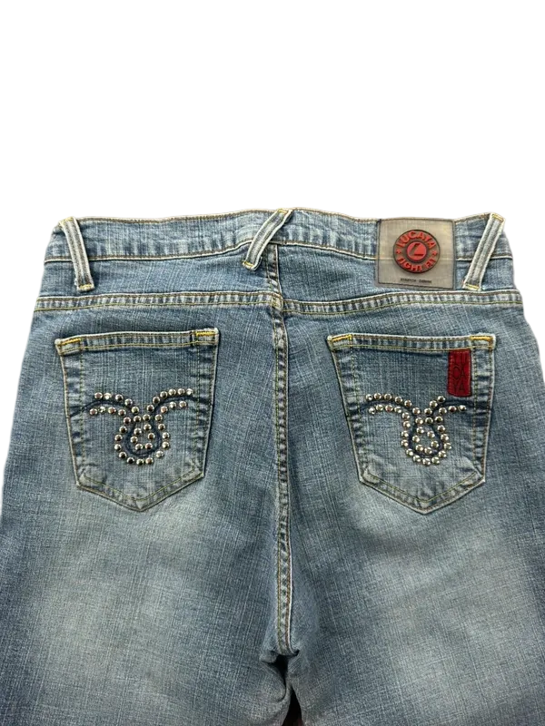 Ucaya Mid Rise Bootcut Jeans Damen W25/XS Y2K Miss Me Style McBling