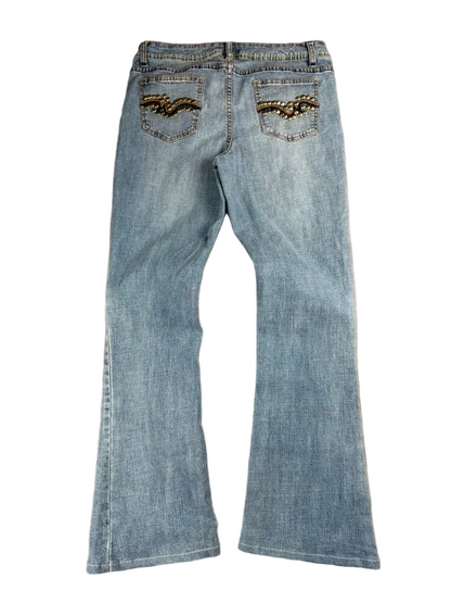 So Y2K Low Rise Bootcut Jeans Damen W28 Vintage McBling Japanstyle Denim