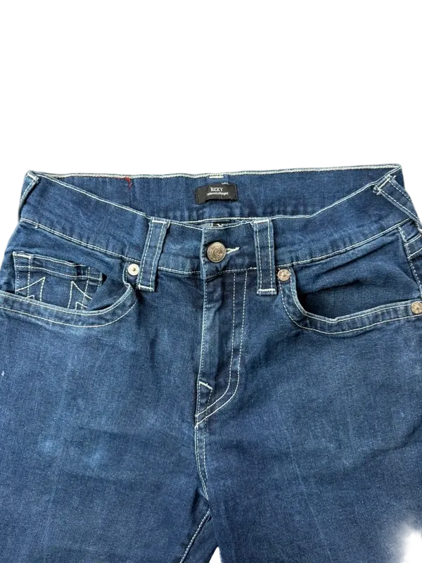 True Religion Ricky Relaxed Straight Jeans W29/M Y2K Dark Wash Premium Denim
