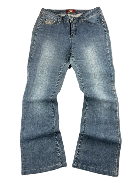 Authentic Denim Mid Rise W29 L30 Bootcut Miss Me Style Rock Revival McBling Y2K